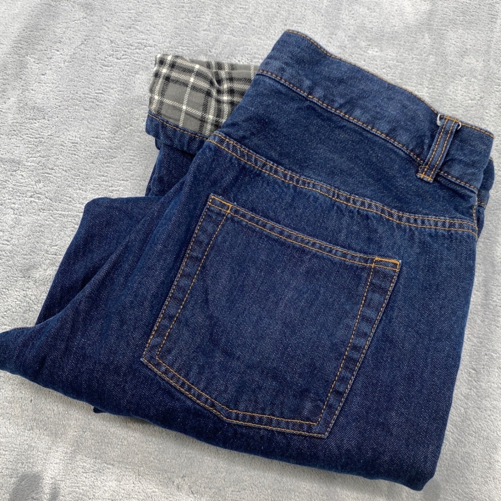 Adventuridge Jeans Mens 34x32(33x29) Flannel Lined Straight Leg Plaid Lining